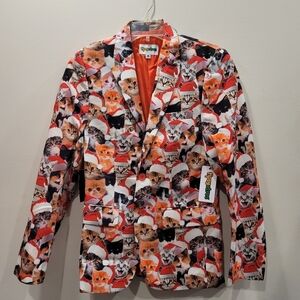 NWT Sz 36 Tipsy Elves Meowy Christmas Blazer